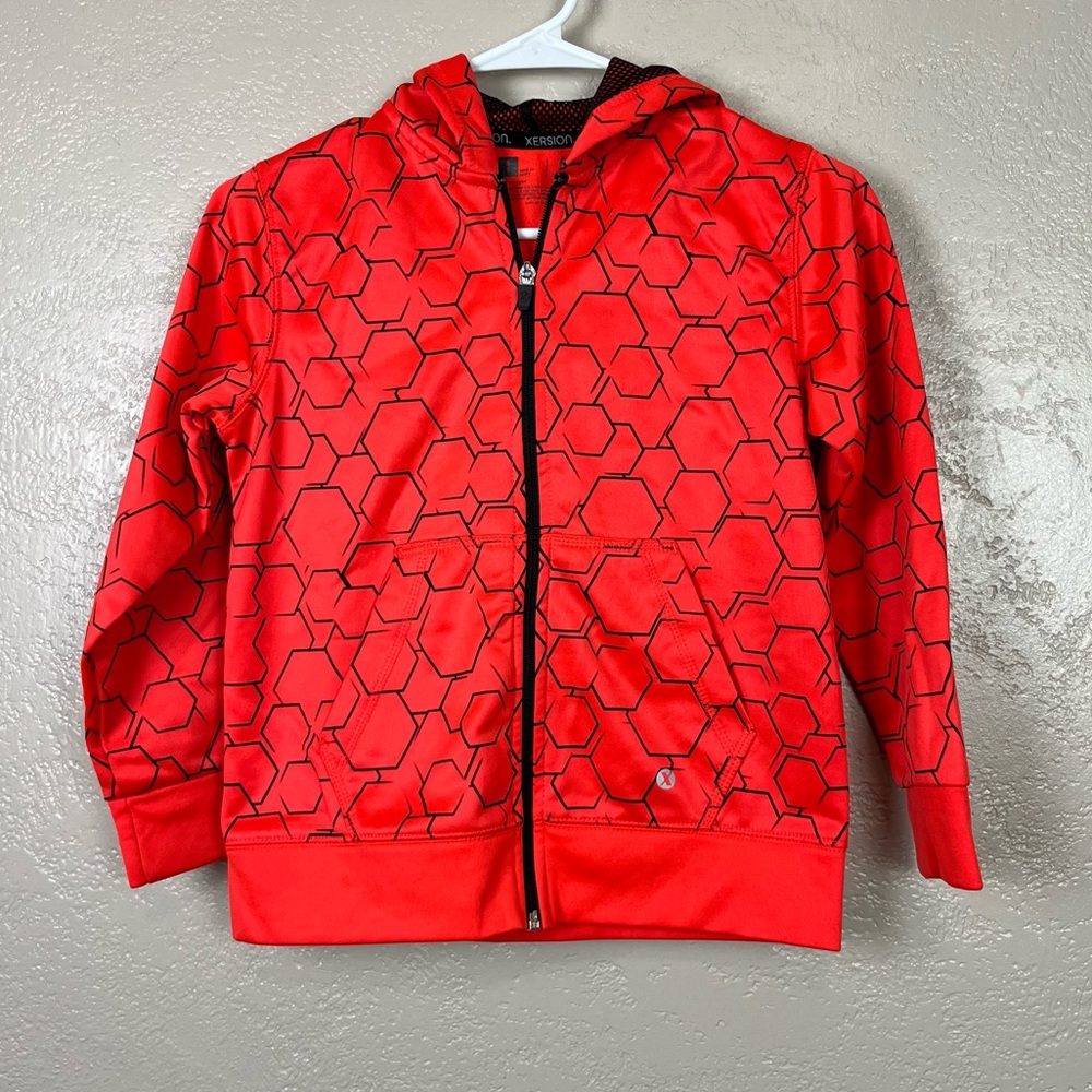 Xersion boy athletic full zip‎ orange black hoddie size small/8